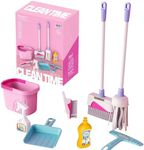 Kids Toy Cleaning Set, 8 Piece Pretend Play Set Pink, Pretend Home Cleaning Play Set, Housework Montessori Cleaning Toys with Broom and Mop Set for Toddler Christmas Birthday Gift for Girls Ages 3+