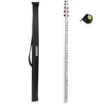 KEZERS 16 FT Dual Sided Aluminum Grade Rod - 8ths, 5 Section Telescopic Rod with Carrying Case