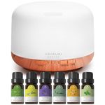 ASAKUKI 500ml Essential Oil Diffuser with 6*10ml Oils Set, Oil Diffusers Cool Mist with Remote Control, 14 LED Colours, Auto Shut Off & Timer for Home Bedroom Office, Aroma Diffuser Gifts Set for Mom