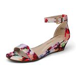 DREAM PAIRS Women's Ingrid Ankle Strap Low Heel Wedge Sandals,Size 10,FLORAL,INGRID