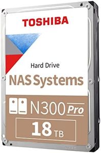 Toshiba N300 PRO 18TB Large-Sized Business NAS (up to 24 bays) 3.5-Inch Internal Hard Drive - Up to 300 TB/year Workload Rate CMR SATA 6 GB/s 7200 RPM 512 MB Cache - HDWG51JXZSTB