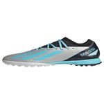 adidas Unisex Adult X Crazylight Messi.3 Football Boots Turf Sneaker, Silver MET./BLISS BLUE/CORE BLACK, 9 Women/9 Men US