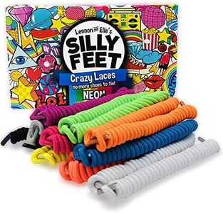 Silly Feet No Tie Shoe laces for Kids Shoelaces for Sneakers and Adults No Tie Curly Laces Twisty Elastic Children 10 Pairs Neon Colors