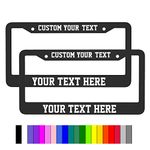 Oleksil 2 PCS Custom License Plate Frames,Personalized License Plate Holders Car Tag Frame,Customized Design Your Own License Plate Frame with Texts,12.3"x6.3",2 Round Holes