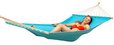 AMANKA XXL double Hammock with wooden spreader-bars 200x120cm for 2 people Blue