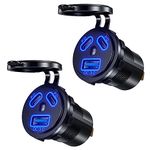 Thlevel Type C USB Car Charger Socket Dual Port Type C Fast Charger Socket Power Waterproof 12V / 24V Marine Boat Motorcycle Truck（2x USB C Socket ）