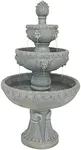 Sunnydaze Lion Head 53-Inch 4-Tier Fiberglass Water Fountain - Electric Submersible Pump