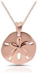 Hoops & Loops 925 Sterling Silver Beach Sand Dollar Pendant Necklace for Women, Men, Teen Girls | Silver, Yellow Gold, Rose Gold, Sterling Silver, No Gemstone