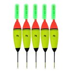 5 Pcs 30g EVA Foam Floats + 10 Pcs Fishing Glow Sticks Long Vertical Luminous Night Lighting Fishing Floats Bobbers Set