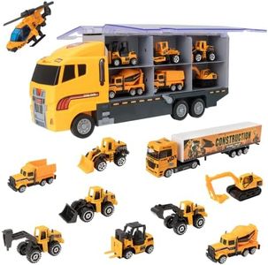 Teamsterz Gioco per veicoli da trasporto da costruzione | Giocattoli per auto da costruzione, camion e camion | Interni ed esterni | Lanciatore di auto giocattolo | Deposito auto e rampa | Età 3+