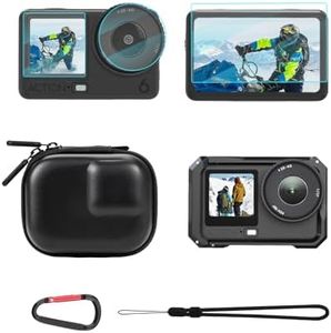 BRDRC Action 6 Camera Cage + Screen Protector+ Carrying Case (for Frame) Accessories Kit, Protective Metal Cage Portable PU Hard Bag Tempered Glass Lens Film for DJI Osmo Action 6 Protective Bundle