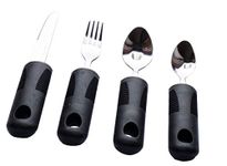 4pcs Easy Grip Cutlery Set. Extra Wide Handles, Ideal Dining aid for The Disabled, Elderly and sufferers of Arthritis, weakened Grip, Tremors or Parkinson's Disease