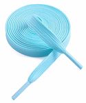 VSUDO 47 Inches Sky Blue Fine Weave Flat Shoe Lace for Sneaker, 5/16” Width Flat Sneaker Shoestring, Flat Sneaker Shoelace, Flat Shoe String for Running Athletic Shoes (1 Pair-Sky Blue-120CM)