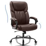Executive Office Chair - Ergonomic Home Computer Desk Chair for Heavy People with Wheel, Lumbar Support, PU Leather, Adjustable Height & Swivel