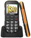 USHINING Big Button Mobile Phone for Elderly,Dual SIM Unlocked GSM Senior Mobile Phones with 1800mAh Battery,Charging Dock, SOS Button, Bluetooth, Torch, FM Radio-Black & Orange