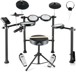 EASTROCK Electric Drum Set with Quiet Mesh Drum Pads, Electronic Drum Set for Beginner 4 Leg with Cymbals, Pedal, Upgraded Drum Module, 450 Sounds, Bluetooth, USB MIDI, Headphone, Drum Stool, Sticks