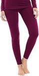 MANCYFIT Thermal Pants for Women Fleece Lined Leggings Underwear Soft Bottoms Wine Red X-Small