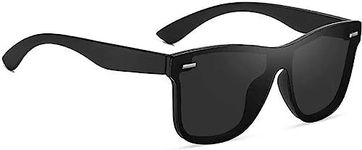 IFLASH Unisex Black Trendy Rimless One Piece Lens Polarized Sunglasses Reflective Shades For Men Women, Free Size