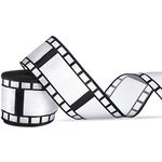 Chivao 2.5 Inch 20 Yards Filmstrip Ribbon Movie Film Reel Ribbon Filmstrip Decorating Material Party Accessory for Movie Party Table Decor Home DIY Wrapping Wreaths Crafts(1 Roll)