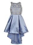 Speechless Girls' Circle Neck Party Dress with High-Low Hemline Special Occasion, Silver, 16