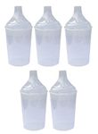 Lizzyoftheflowers 5 Pack - Clear Wide Spout Feeding Beakers with Graduated Measurements and Controllable Flow Lid - Autoclavable, Microwave Safe and Spill-Proof