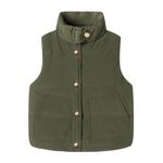 Mud Kingdom Little Boys Girls Vest Warm Jacket Stand Up Collar Winter, Army Green, 4T