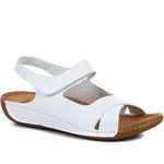 Pavers Ladies Wide Fit Touch-Fasten Sandals in White - Comfort-Focused Design with Crossover Detailing - Perfect for Summer Days - Size UK 6 / EU 39