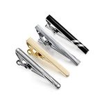 Wynameleri 4 PCS Pack Tie Bar Classic Vintage Tie Clips for Men Silver. Black. Golden Collar Pin Clip Set 4th Wedding for Men, Valentine Day gif-t for Him