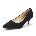 DREAM PAIRS Women's Pumps Kitten Heel Pointed Toe Shoes for Women Comfortable Office Work Dress Shoes, Black/Suede, 7.5