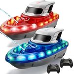 Syma 2 Pack Remote Control Boats for Kids, RC Racing Boats with LED Lights & Water Spray, 40 Minutes Total Playtime(20 Mins Per Boat), Pool & Lake Toy, Gifts for Boys Girls Aged 8–12