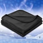 PAVILIA Cooling Blanket for Hot Sleepers, Lightweight Summer Blanket for Bed, Cooling Chill Throw Blanket for Night Sweats Absorb Heat for Adult Kids on Warm Night, Black, 60x80inch, Twin