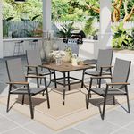 Sophia & William Patio Dining Set 5 Pieces, Patio Furniture Set with 37" Square Wood Like Table and 4 Aluminium Textilene Dining Chairs, for Garden Lawn Pool Easy to Care Weather Resistant