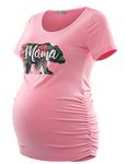 GINKANA Maternity Shirts Mama Bear Funny Pregnancy Tshirt Novelty Gift Wild Animal Family Tee