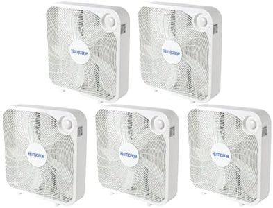 Hurricane 20 Inch Classic Series Floor Box Fan, Indoor Home Cooling Unit with 3 Speed Settings and Floor Mounting Construction, 5 Pack of Fans, White