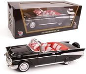 LUCKY DIE CAST 1957 Chevrolet Bel Air Convertible 1:18 Diecast Model Officially Licensed w/Working Doors, Hood & Steering, Alloy Classic Car Collector's Best Gift for Men& Kids 14+(Black)