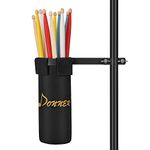 Donner Drum Sticks Holder, Nylon Drumstick Bag Removable, Clamp-On Lockable Aluminum Alloy Heavy Duty Clamp for Drumsticks Mallets Up to 10 Pairs, Black