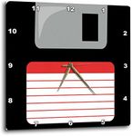 3dRose dpp_57457_3 Retro 90S Computer Black Floppy Disk Graphic Design with Red Label-1990S-Ninties Computer Tech-Wall Clock, 15 by 15-Inch