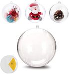 Uhat Pack 5 Transparent 4-12CM Large Empty Baubles to Fill DIY Crafts Fillable Baubles Ornament Hanging Ball for Decoration (12cm)