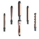 L'ANGE HAIR Le Cinq 5-in-1 Hair Curler Set - 19mm, 25mm, 32mm, 19-25mm and Bubble Titanium Barrels - Professional Curling Wand Set - Hair Wands for All Hair Types - Interchangeable Curling Wand Set.