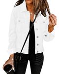 Vetinee White Denim Jacket Womens White Denim Jacket Jeans Jacket for Women Uk White Denim Jacket Womens White Jackets for Women Uk White Size Large Fits UK Size 16 to UK Size 18