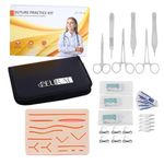 Complete suture practice kit for Students traning Manual & Carryall Case Reusable Mesh Pre cut- 14 wounds Silicone Skin Suture Pad - for Education Use Only