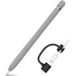 AHASTYLE Apple Pencil 1 Silicone Case Sleeves Non-Slip Protective Case Skin [Cable Adapter Tether Added] Compatible with Apple Pencil 1st Generation (1 Pack, Grey)