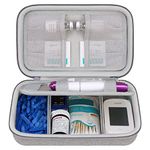 Elonbo Diabetic Supplies Travel Case, Glucose Meter Portable Storage Bag, Insulin Pen and Medication Carrying Case for Glucose Meters, Insulin Pen, Test Strips, Lancets, Syringe, Needles, Grey.