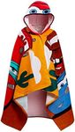 Disney Cars Kids Hooded Towel 100% Cotton Boys Bath Towel Childrens Dress Up Lightning McQueen Poncho Beach Towel Swimming Wrap Changing Robe, Red