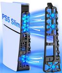 PS5-Slim-Cooling-Fan, Efficient PS5 Cooling System with 5500RPM Cooling Fan for PlayStation 5 Slim Disc & Digital Console, PS5 Accessories-3 Levels Cooler Fan with LED and USB 3.0 Port for PS5 Slim