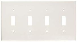 Leviton 80712-W 4-Gang Toggle Device Switch Wallplate, Standard Size, Thermoplastic Nylon, White, 10-Pack