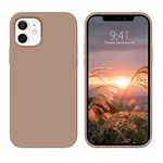 DUEDUE for iPhone 12 Case iPhone 12 Pro Case Liquid Silicone Slim Cover with Microfiber Lining Shockproof Protective Case for iPhone 12/12 Pro 6.1 inch Khaki