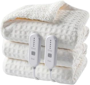 Dowin Electric Blanket King Size - Waffle Heated Blanket with Dual Control, 5 Heating Levels, 10 Hrs Auto Off, Sherpa Fleece Warming Blanket for Bed, Machine Washable, 90x100 Beige