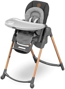 Maxi-Cosi Minla Seggiolone Pappa Evolutivo, 0 - 14 Anni, portata 60 kg, Seggiolone pappa Bimbi, 6 Funzioni, Reclinabile 5 Posizioni, 9 Posizioni Altezza, Poggiapiedi Regolabile, Essential Graphite
