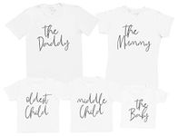 Create Your Set - The Family - Matching Family Baby Gift Set - Mum & Dad T Shirt & Baby/Kids T-Shirt - White